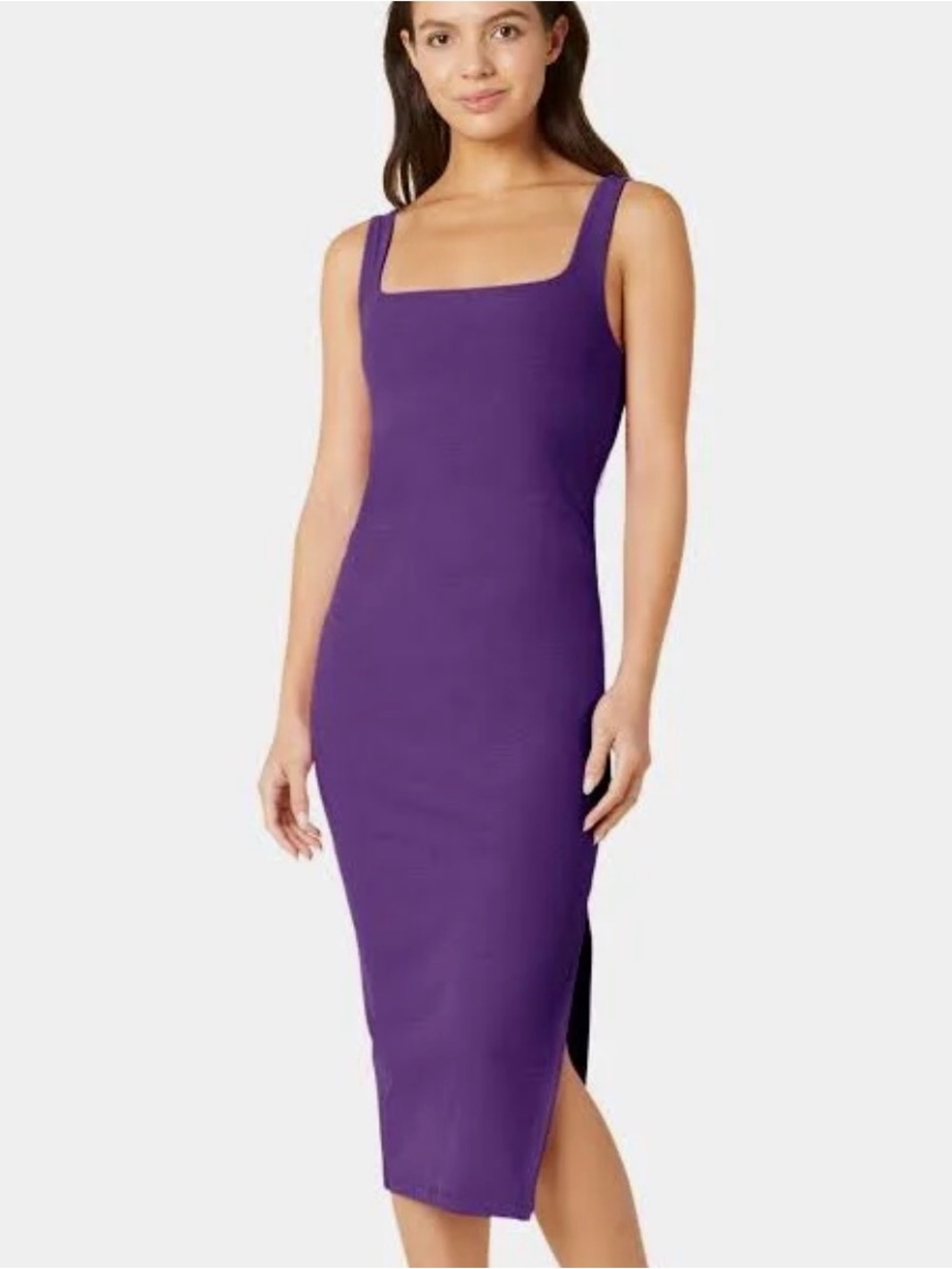Beyond Yoga - Spacedye Icon Midi Dress Built In Bra - Purple Heather - Size M